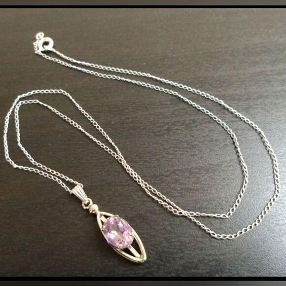 Jewelry - VINTAGE SIGNED 12K GF AMETHYST 18" NECKLACE